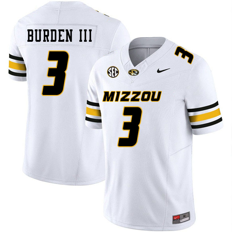 Men #3 Luther Burden III Missouri Tigers College Football Jerseys Stitched-White